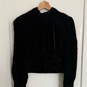 Black Velvet Long Sleeve Top